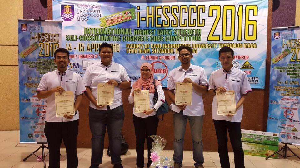 5TH BEST PRESENTATION AWARD @ International Highest Early Strength Self-Consolidating Concrete Cube Competition (i-HESSCCC 2016)