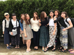 Students from KUIS posing for group photo (from left-right): Shouko, Mai, Yukiko, Risa, Kasumi, Hitomi, Shoko, Marino and Rina